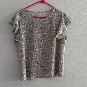 Floral Flutter Sleeve Blouse